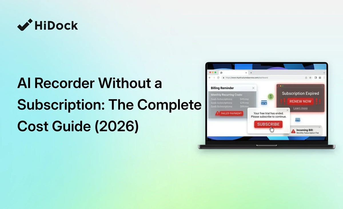 AI recorder total cost of ownership with lifetime transcription and summaries.