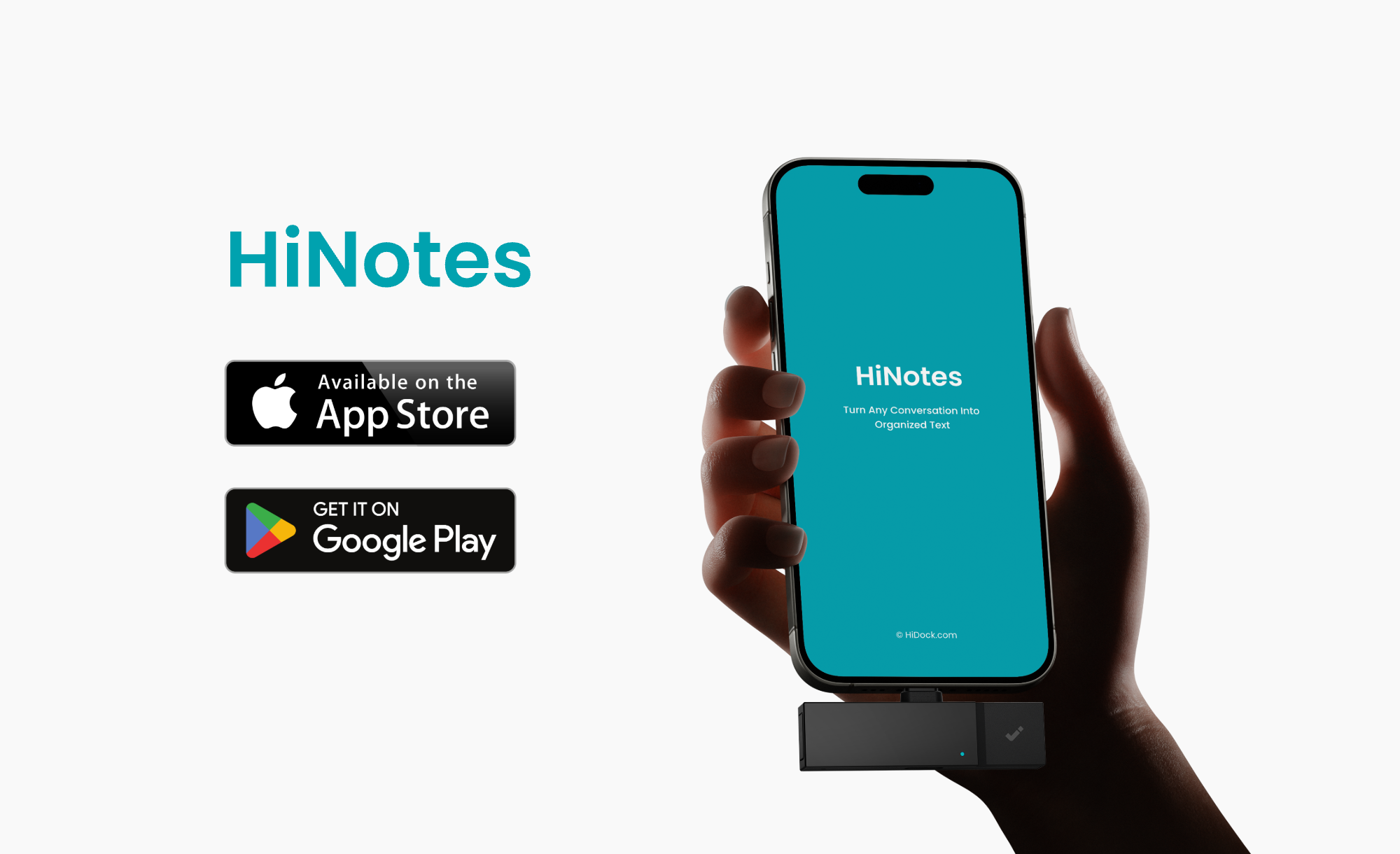 HiNotes App: Download on App Store and Google Play