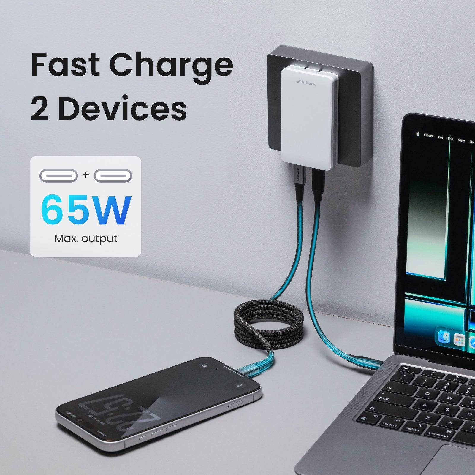 HiDock 65W GaN Slim Charger